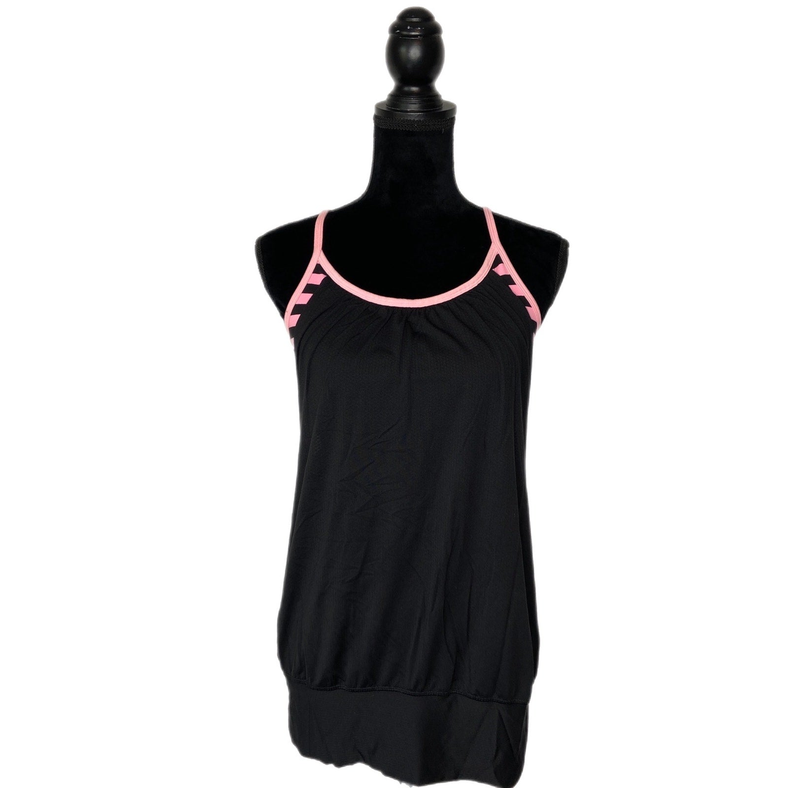 Lululemon No Limits Tank Sea Stripe Printed Pink Shell Black - Women's Size 8
