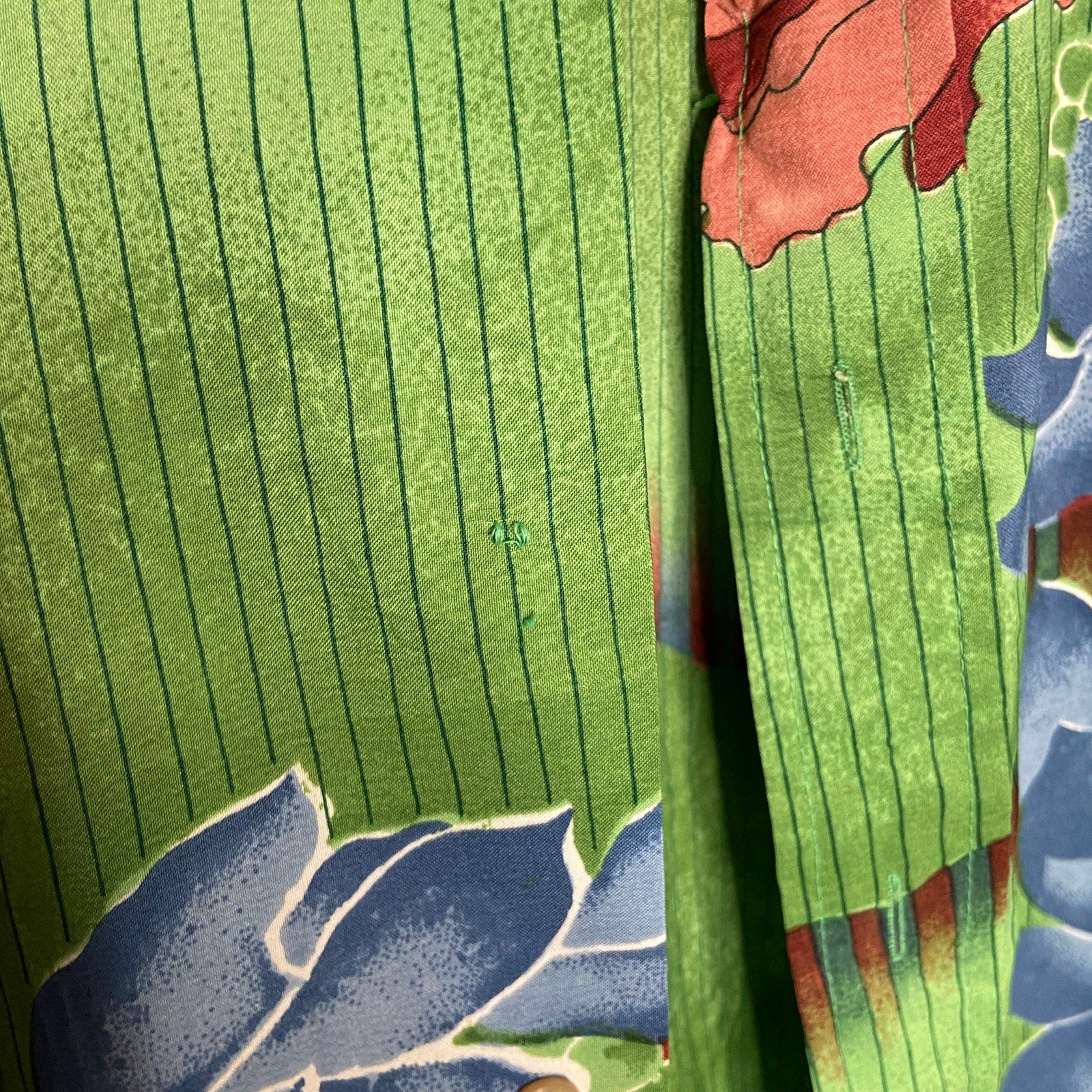 Retro Striped Floral 70's Style Collar Short Sleeve Shirt - Men's Size 15