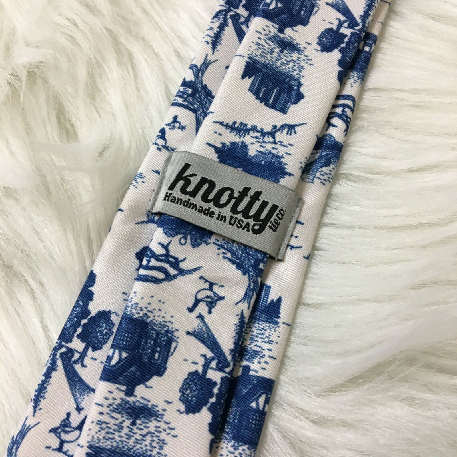 Knotty Tie Co Blue Farm Print Handmade in USA Men's Tie