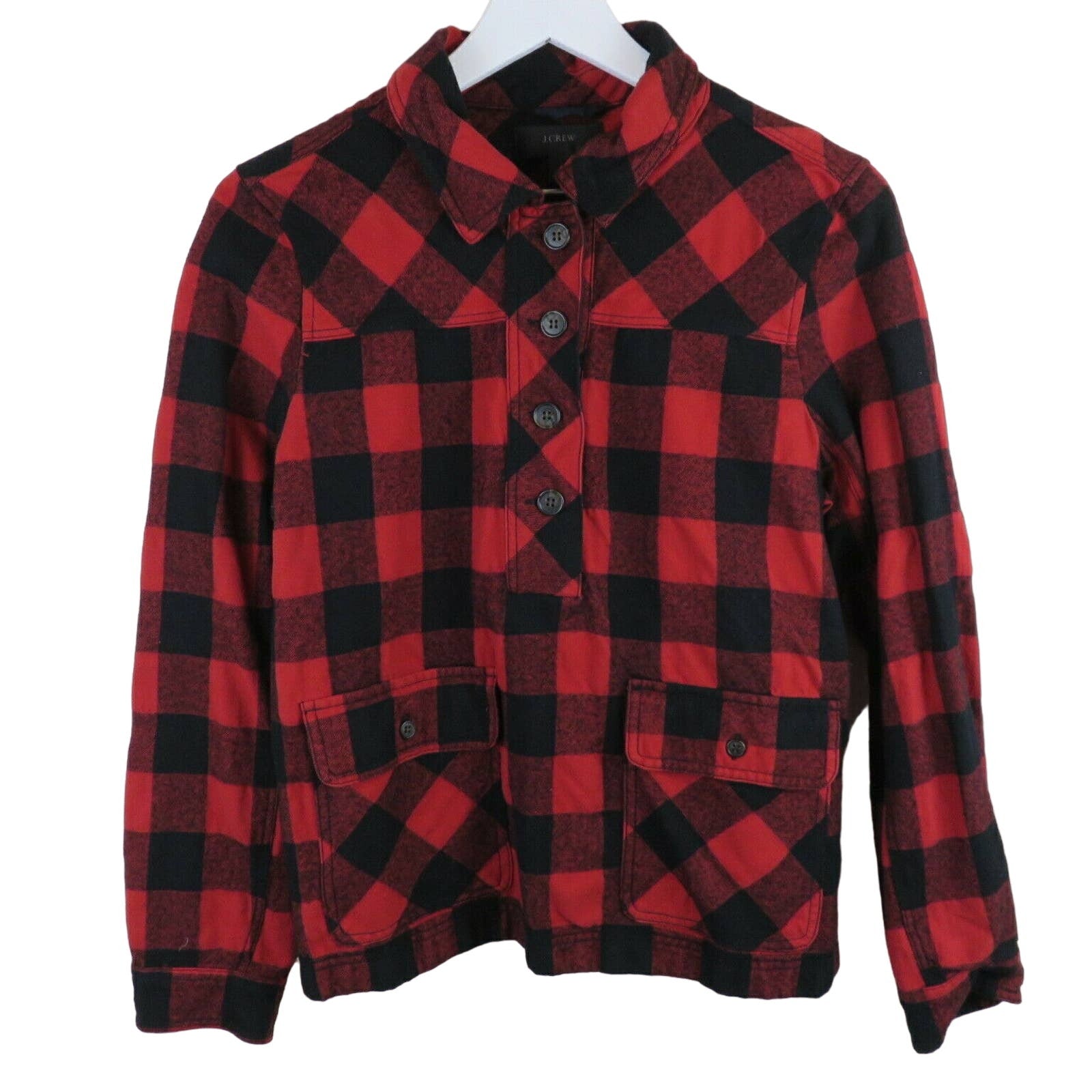 J. Crew Red Buffalo Plaid Wool Blend Pullover Flannel Shirt - Women's S