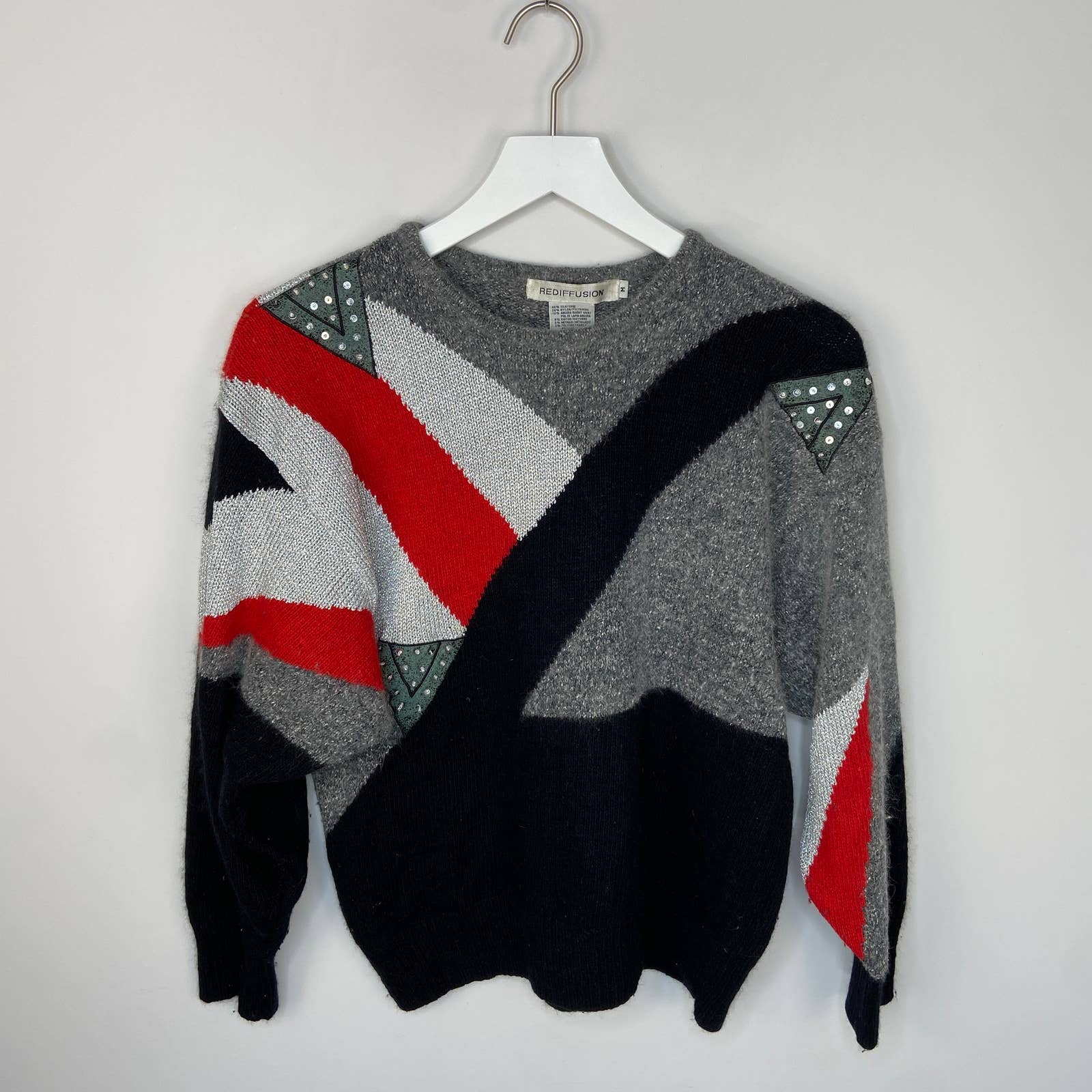 Vintage Silk Blend Embellished Bold Pattern Sweater - Women's Size