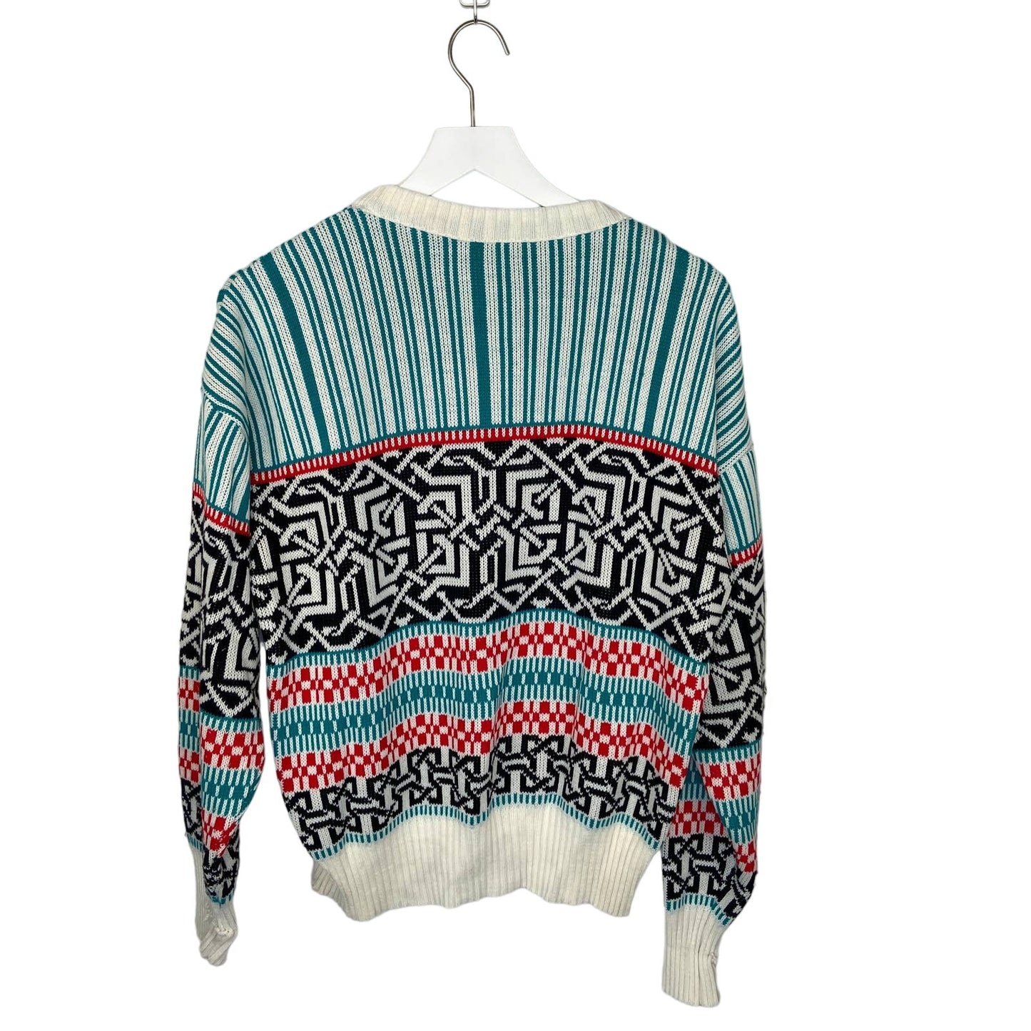 Vintage Mixed Pattern Crewneck Bright Colors Sweater - Women's Size L