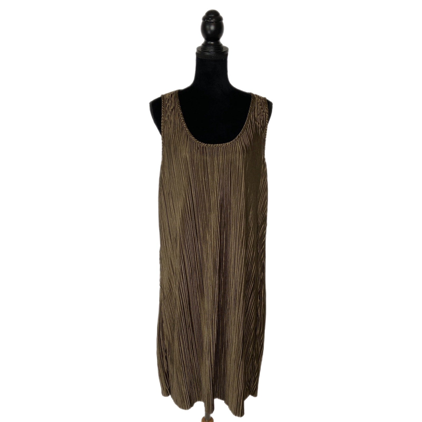 H&M 70's Vibes Gold Pleated Shift Dress - Women's Size M