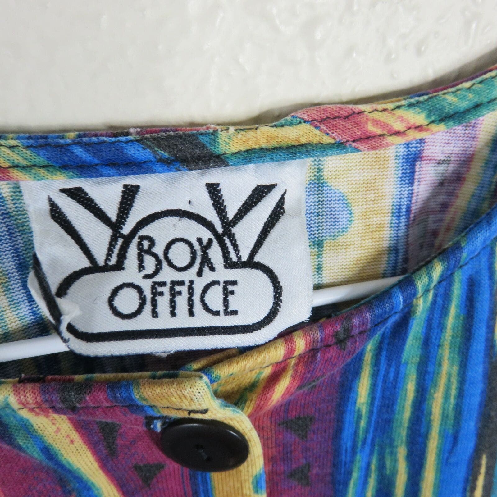 Vintage Abstract Print Multi Color Button Up Shirt - Women's M