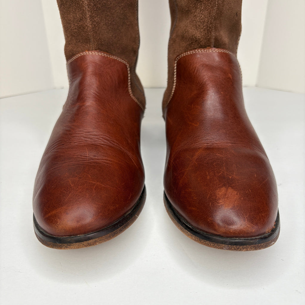 Brown Leather Suede Tall Riding Boots - Women's Size 8