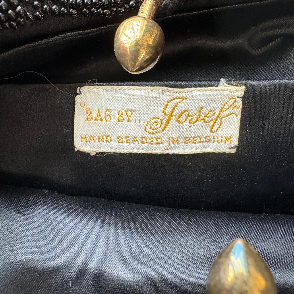 Vintage Hand Beaded in Belgium Black Bag by Josef Small Bag