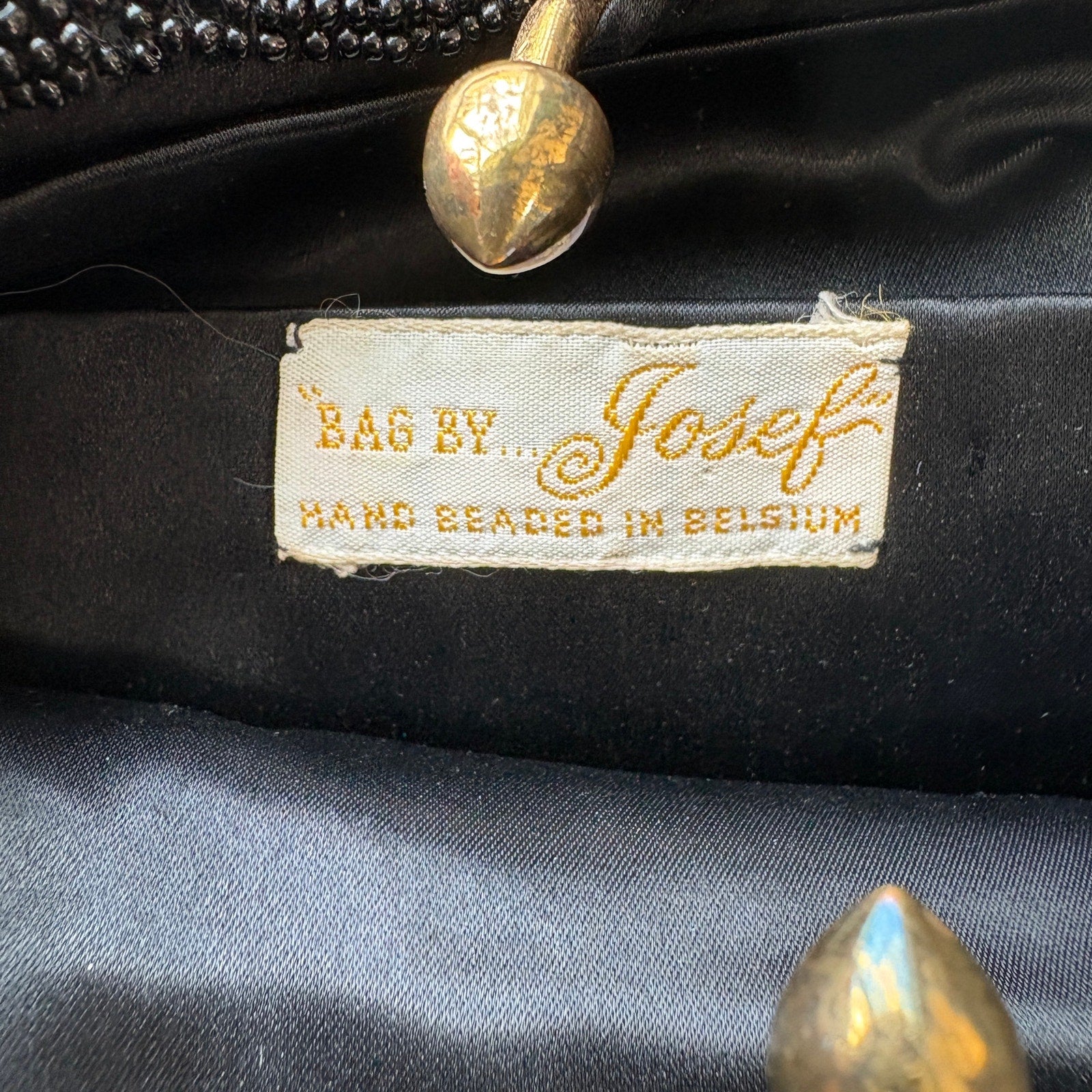 Vintage Hand Beaded in Belgium Black Bag by Josef Small Bag