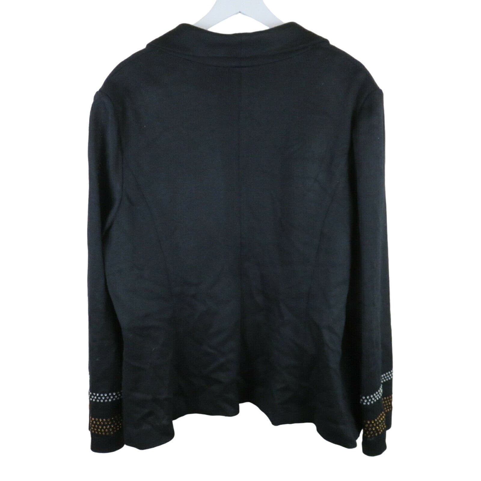 Donna Vinci Black Wool Blend Jeweled Drape Cardigan - Women's Size 22