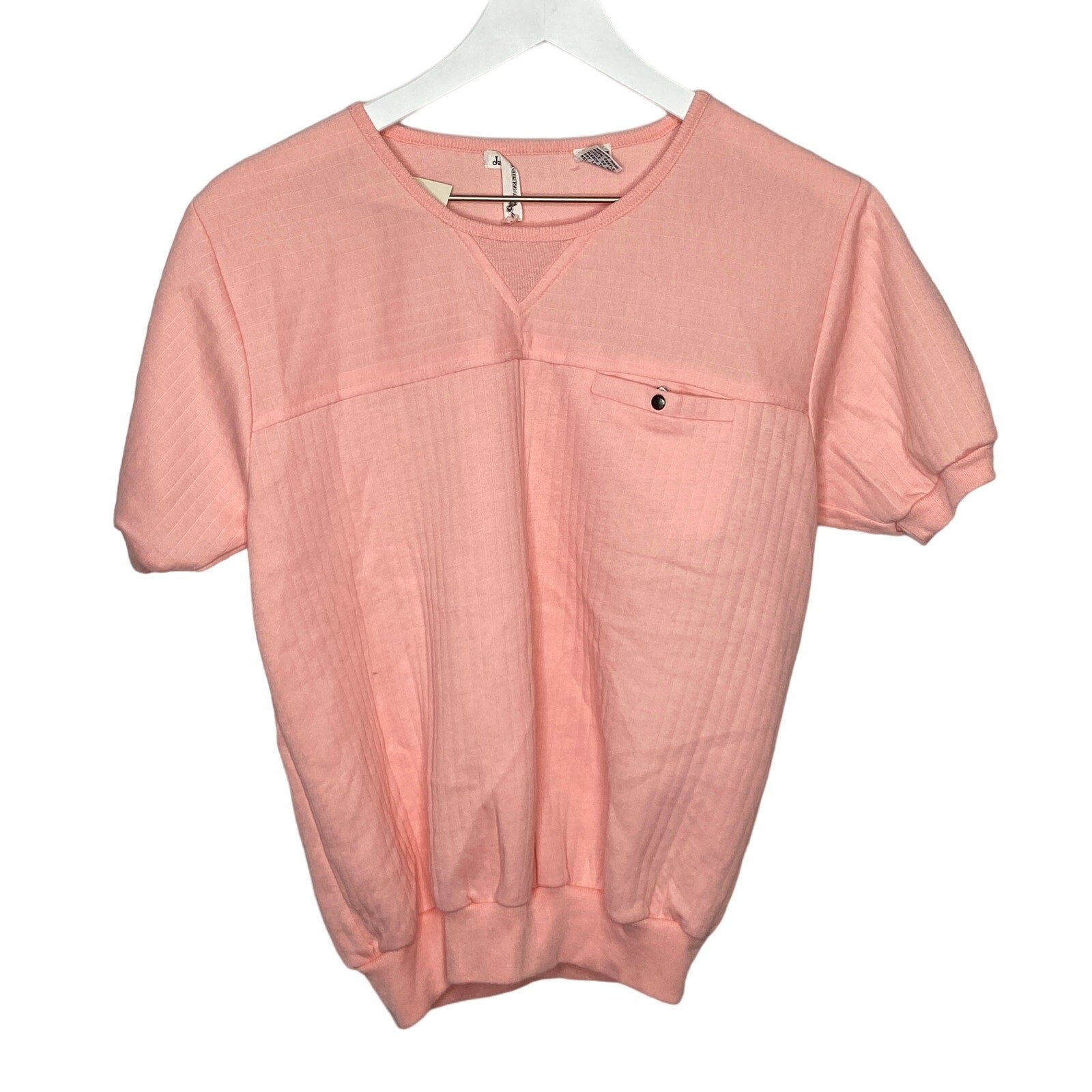 Vintage Pink Quilted Short Sleeve Pullover Shirt - Women's Size XL