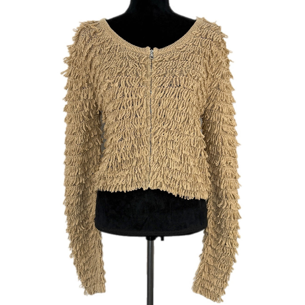 rag & bone Khaki Shag Loop Crop Cardigan | Boho Knit | Threaded Social Club
