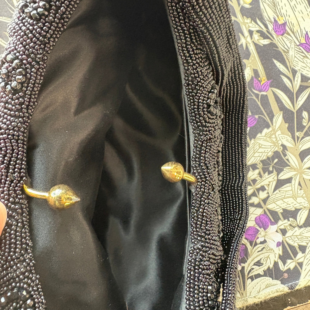 Vintage Hand Beaded in Belgium Black Bag by Josef Small Bag