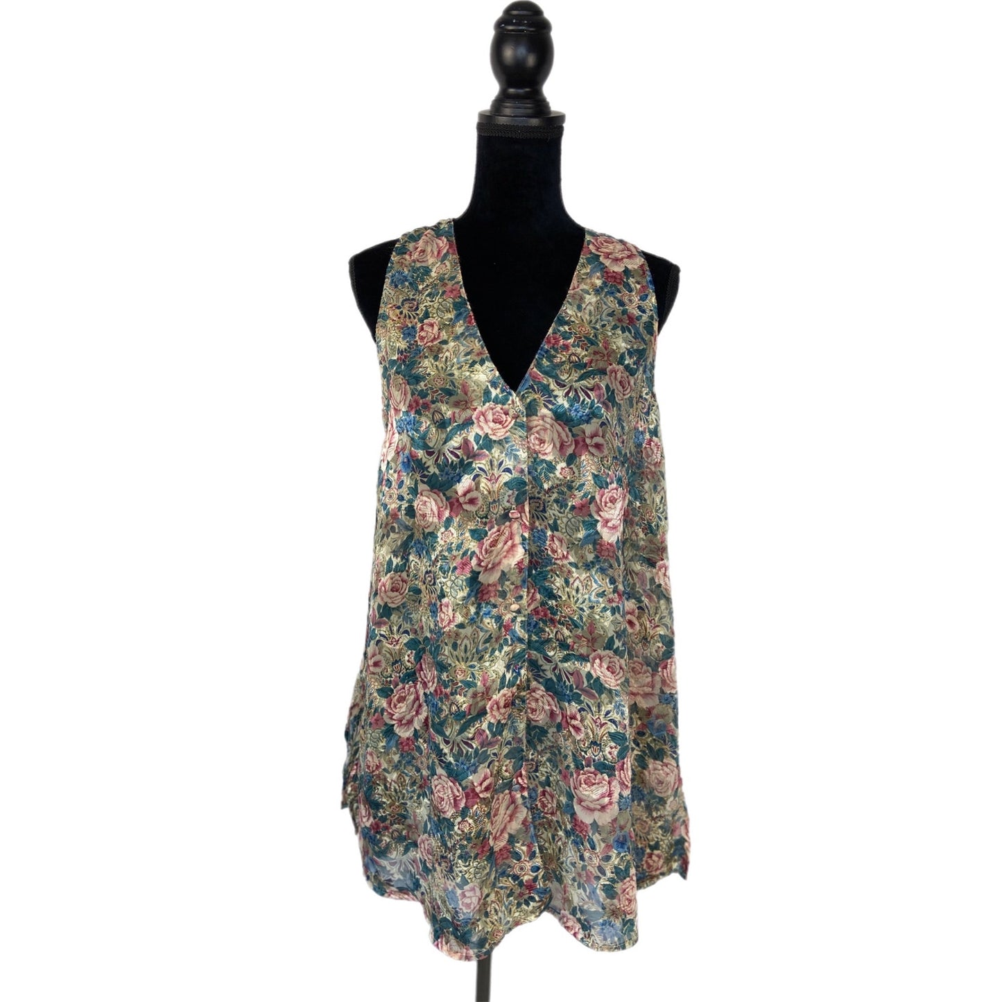 Victoria's Secret Gold Label Sheer Floral Sleeveless Short Nightgown - Women's M/L