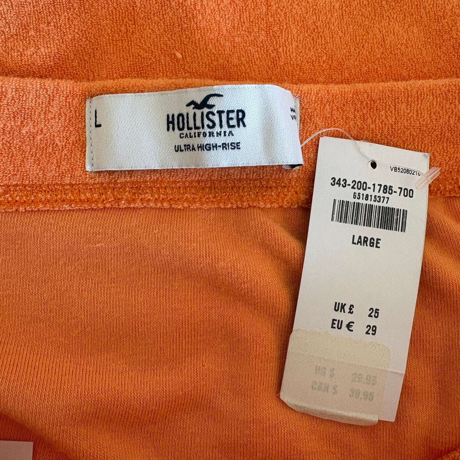 Hollister Ultra High Rise Orange Terry Cloth Skirt - Women's Size L