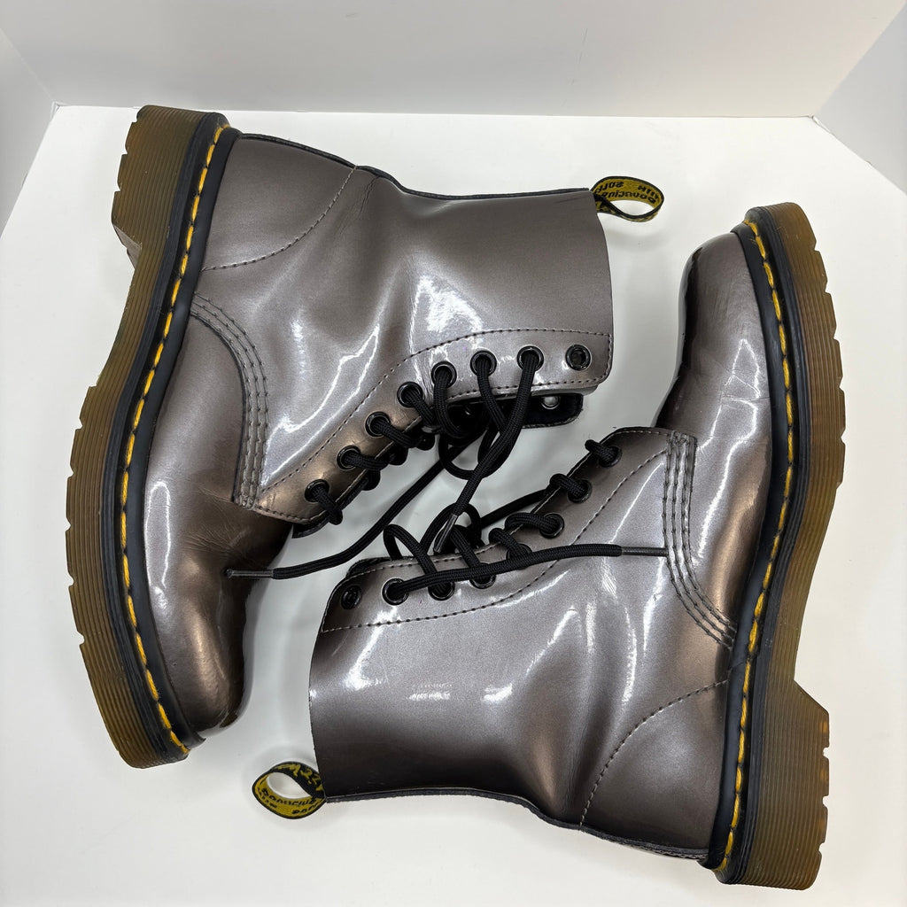 Dr Martens Pascal Pewter Lace Up Boots - Women's Size 6