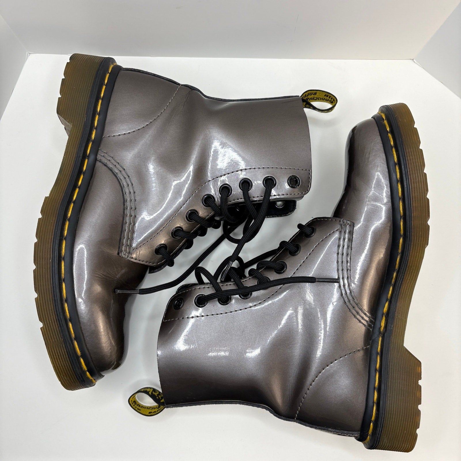 Dr Martens Pascal Pewter Lace Up Boots - Women's Size 6