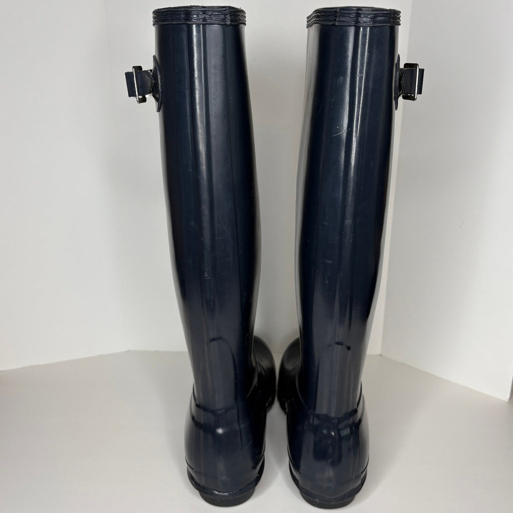 Hunter Original Tall Gloss Blue Rain Boots - Women's Size 8