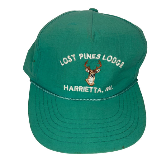 Vintage Lost Pines Lodge Harrietta MI Embroidered Snapback Hat