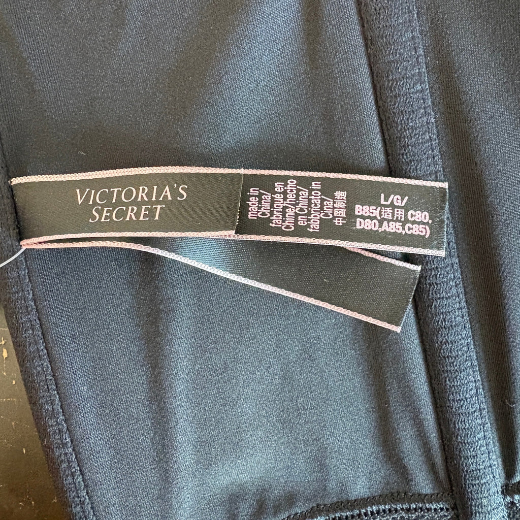 Victoria's Secret Very Sexy Unlined Black Satin Plunge Bustier - Women's Size L