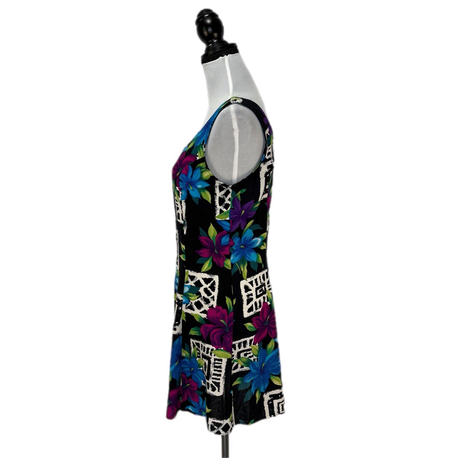 Vintage Floral Abstract Print Sundress - Women's Size 8