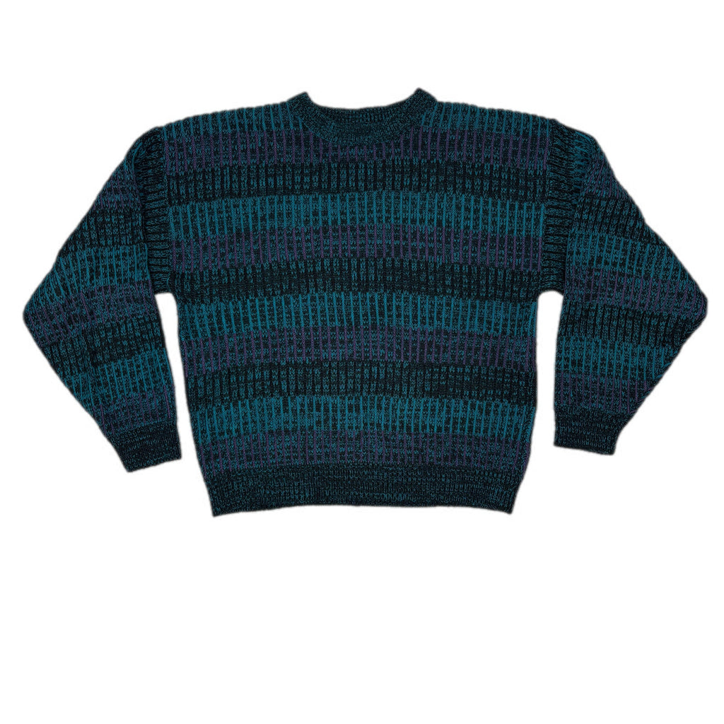 Vintage Green Patterned Crewneck Grandpa Sweater - Men's Size L