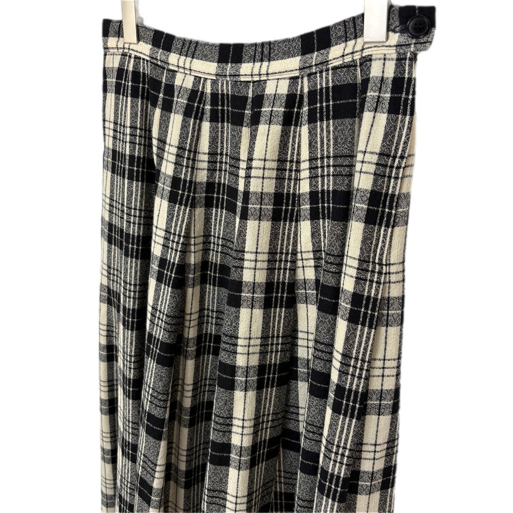 Vintage Pendleton Black White Plaid Long Pleated Skirt - Women's Size 8