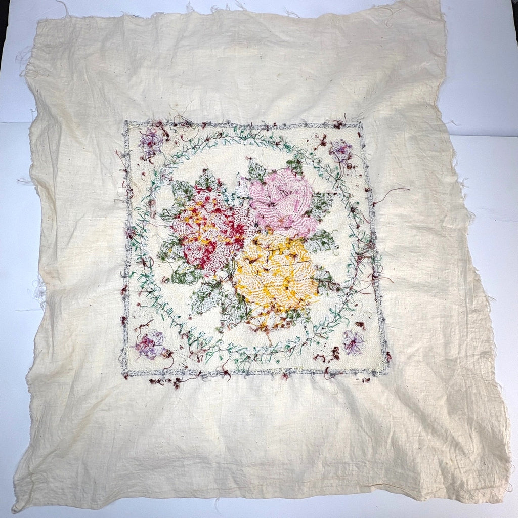 Vintage Hand Stitched Floral Tapestry