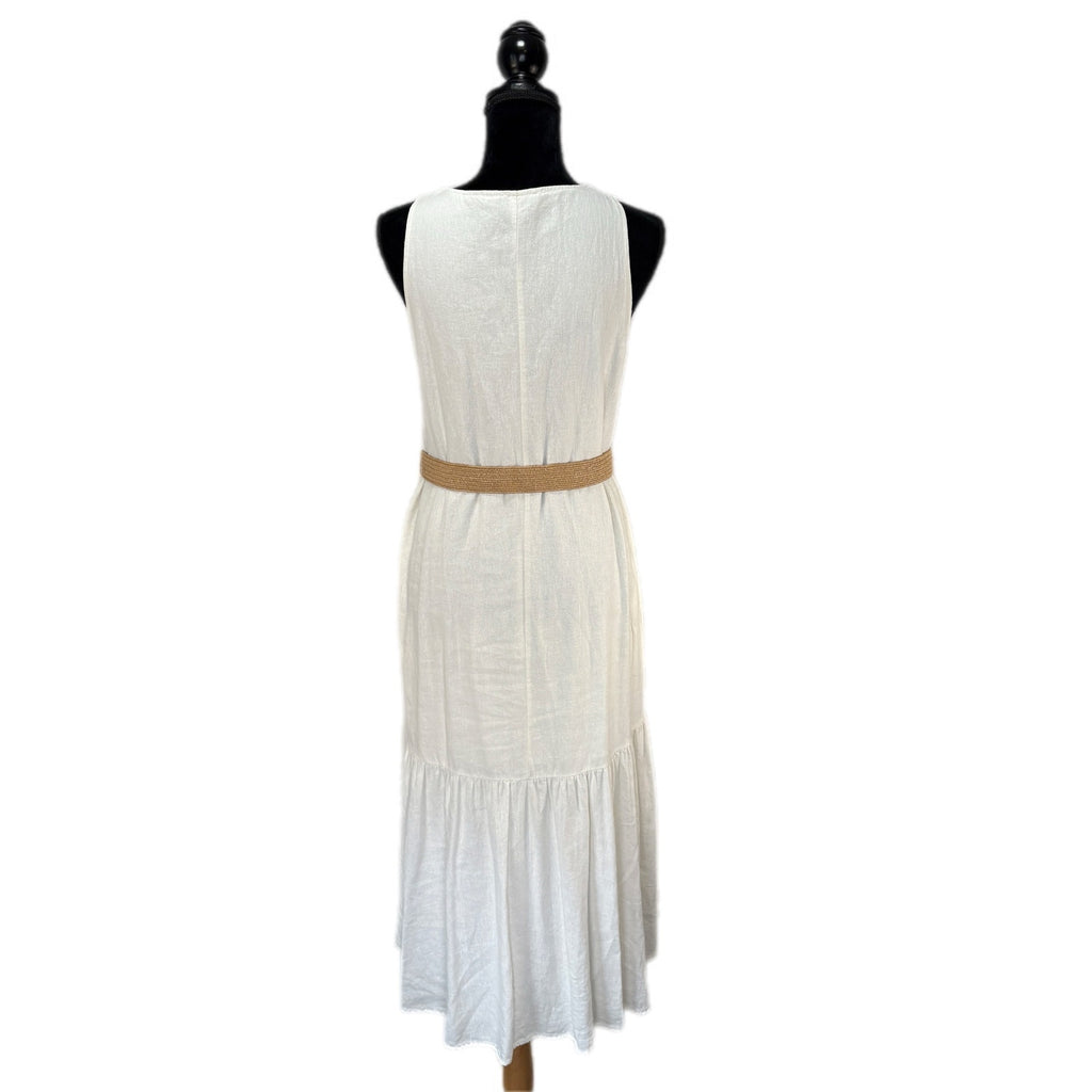 Adyson Parker White Linen Blend Dress - Women's Size M