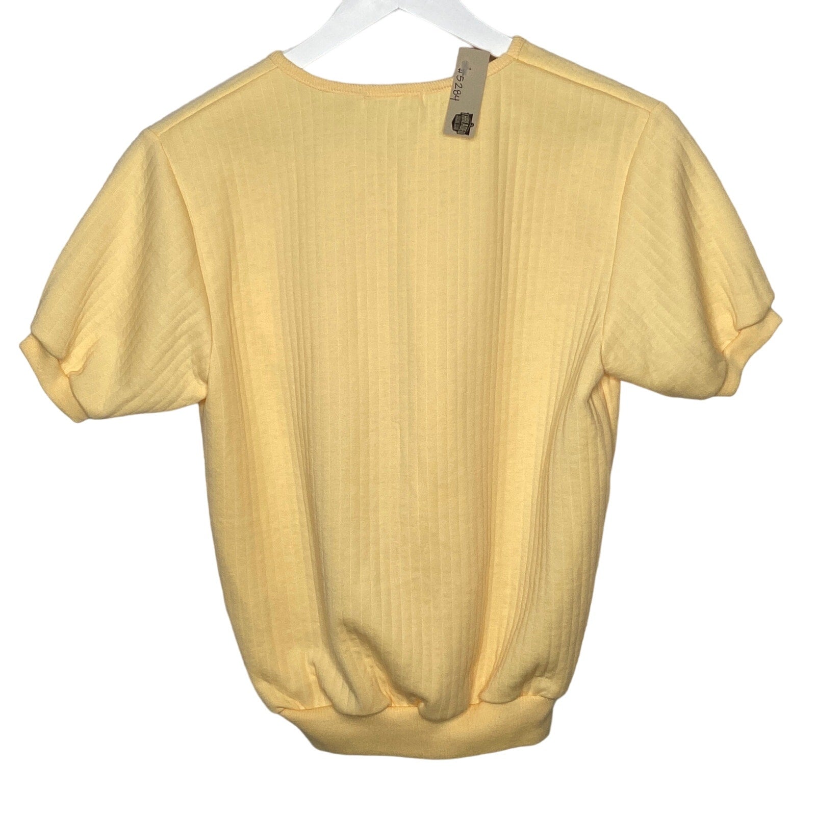 Vintage Butter Yellow Quilted Short Sleeve Pullover Shirt - Women's Size XL