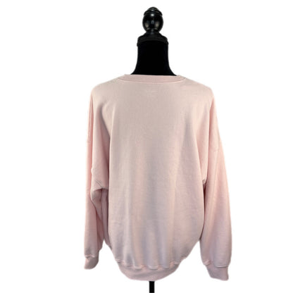 Hollister Oversized Baby Deer Pink Bow Pullover Sweatshirt - Women's Size L