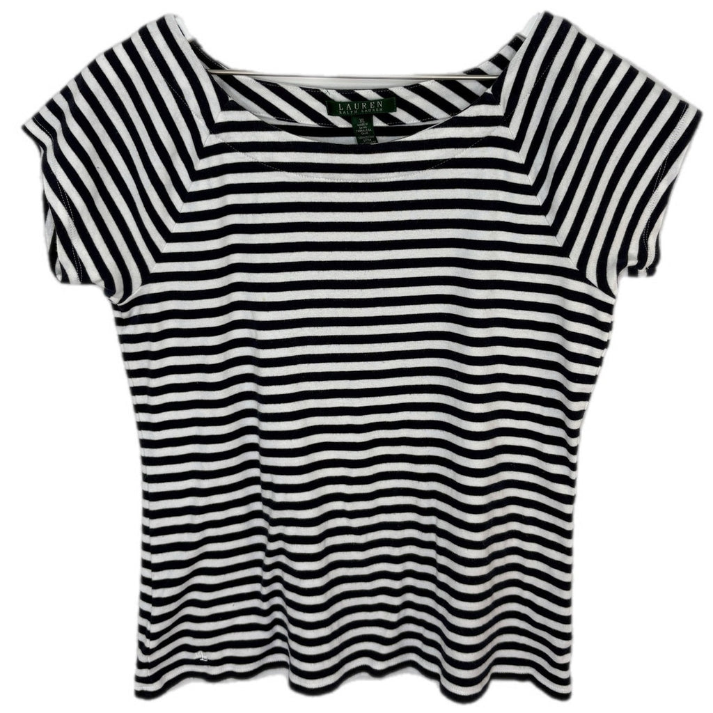 Ralph Lauren Nautical Vibes Blue White Stripe Cap Sleeve Top - Women's Size XL