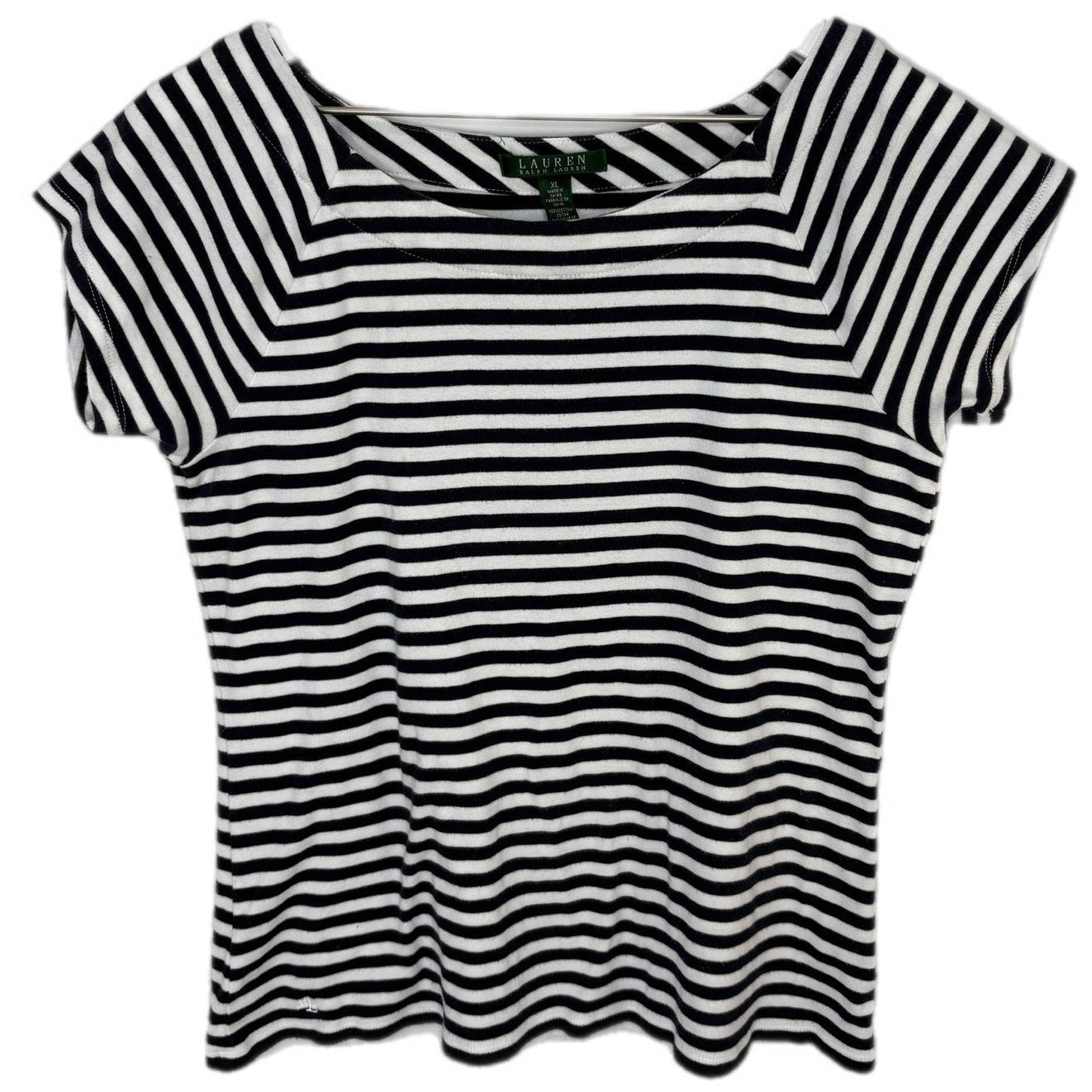 Ralph Lauren Nautical Vibes Blue White Stripe Cap Sleeve Top - Women's Size XL