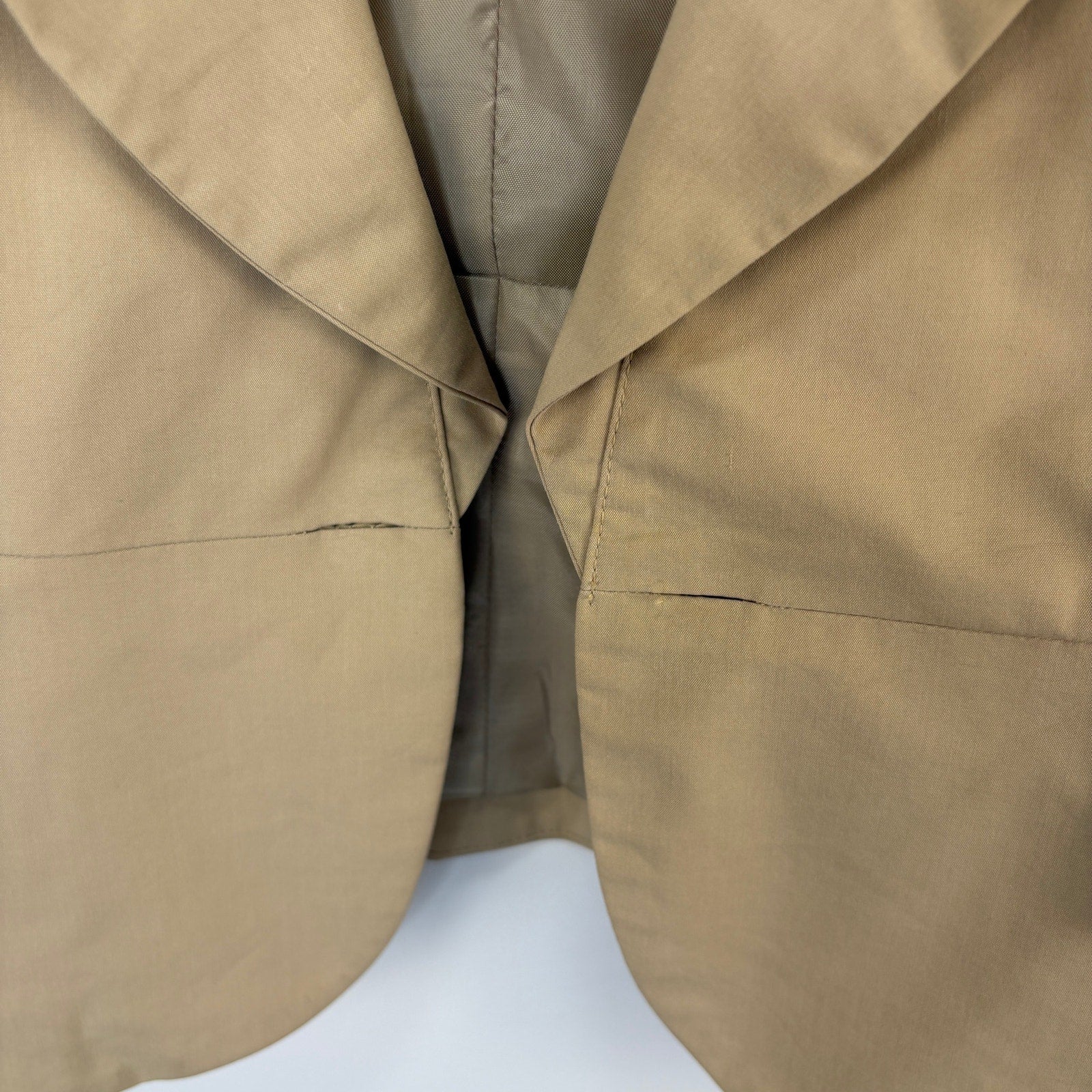 New York & Company Khaki Cap Sleeve Ruffle Lapel Open Front Vest - Women's 18