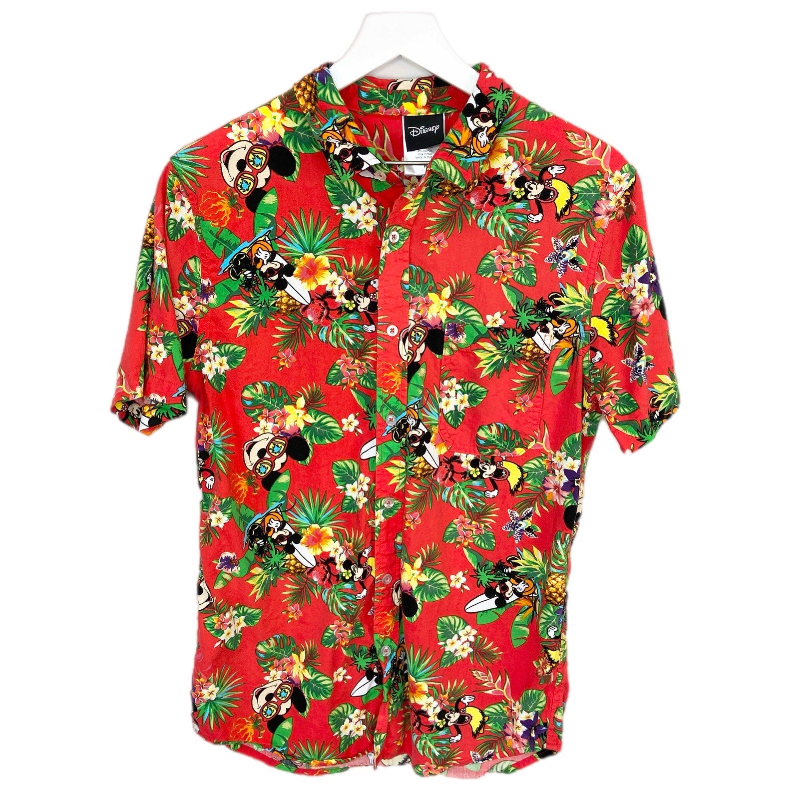 Disney Mickey Minnie Hula Red Hawaiian Shirt - Adult Size M