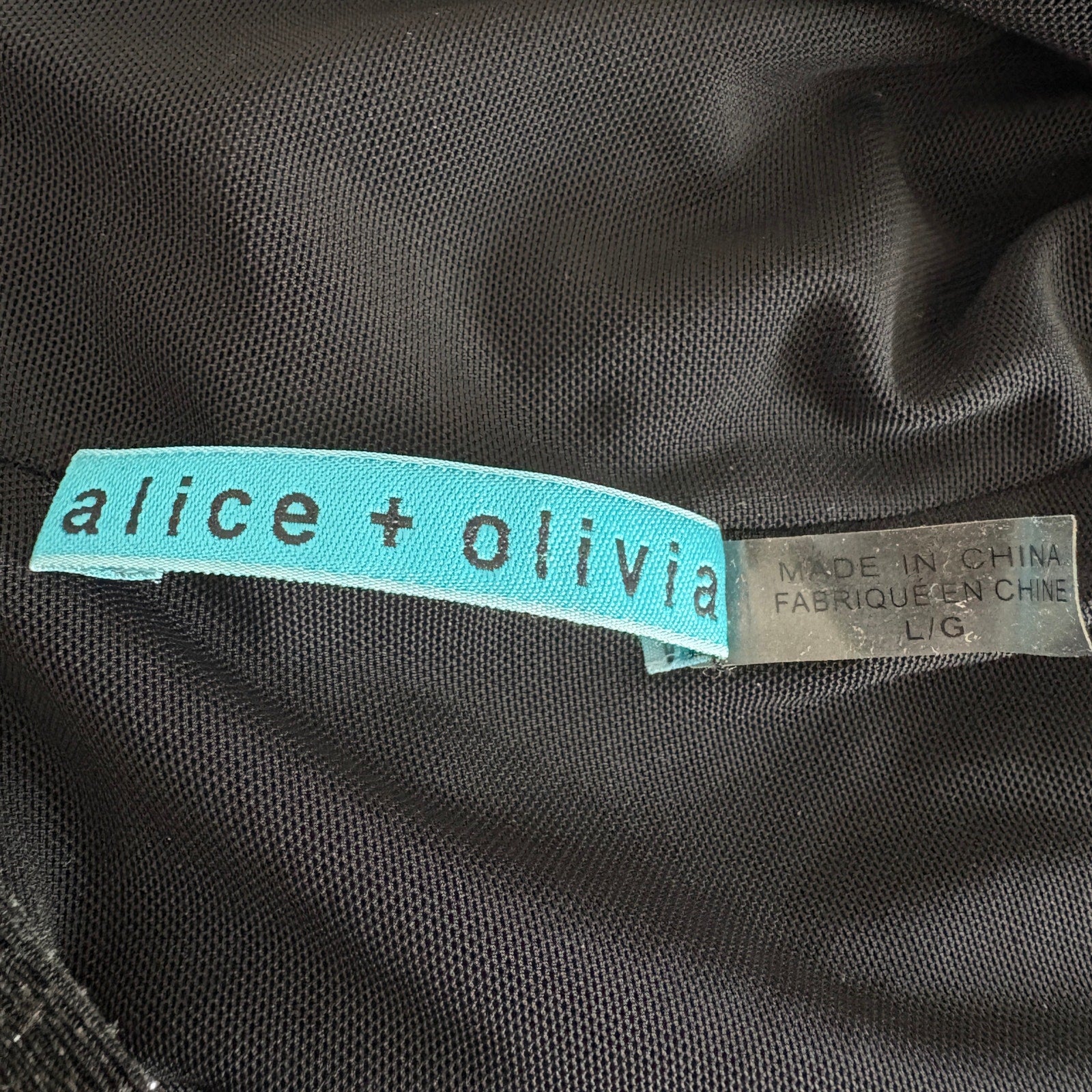 alice + olivia Black Sparkly Open Back Dress - Women's Size L