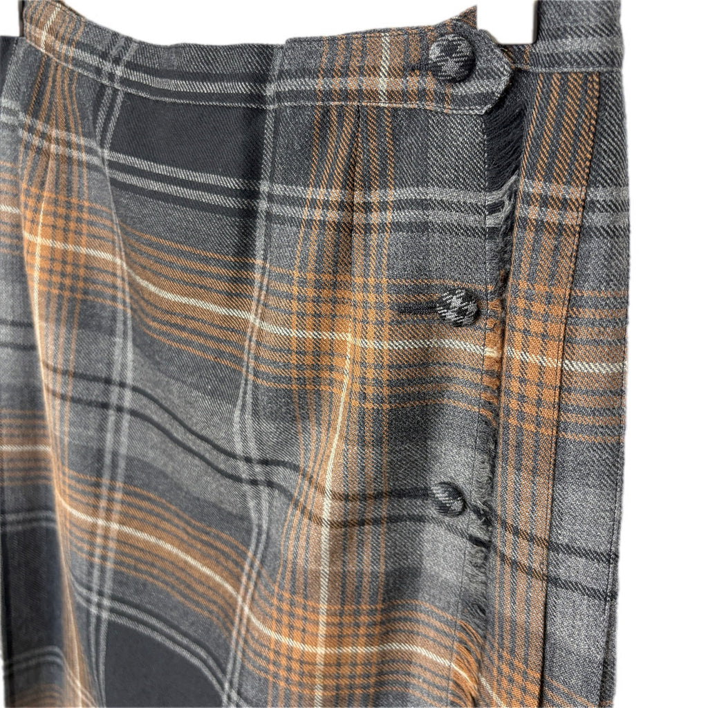 Vintage Wool Plaid Pleated Midi Wrap Skirt Made in Canada - Women's Size 6