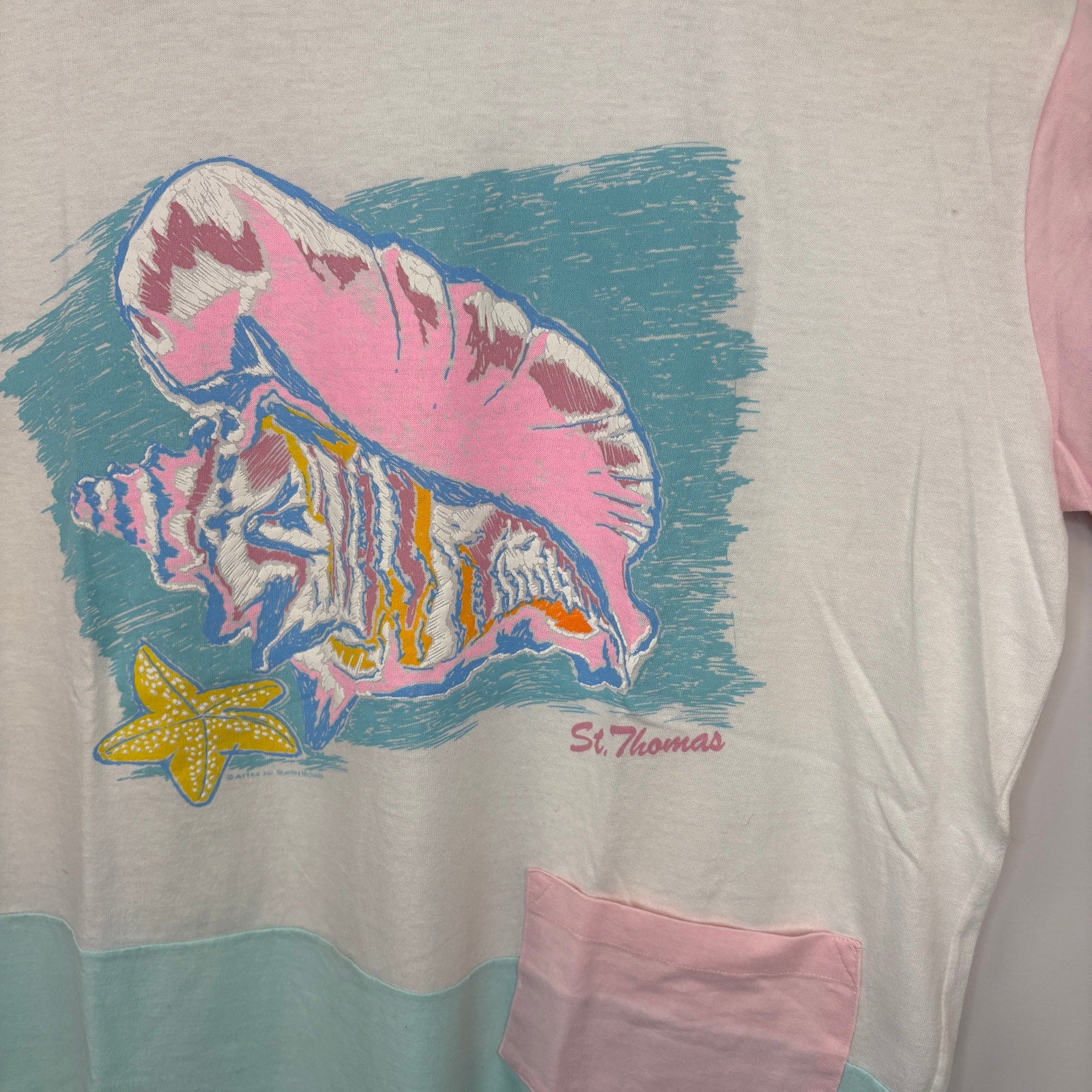 Vintage St. Thomas Puffy Paint Shell Oversized  T Shirt - Women's One Size