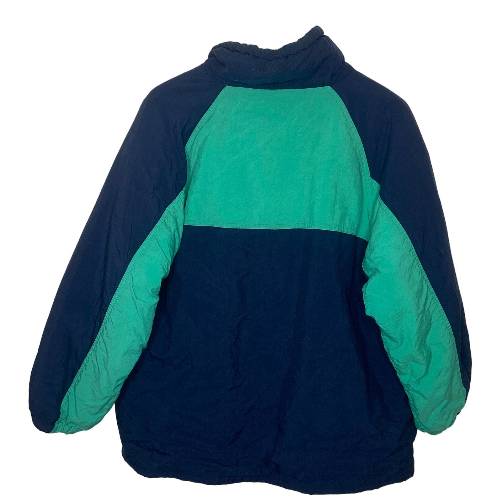 Vintage Oversized Pullover Color Block Nylon Jacket - Adult Size Small