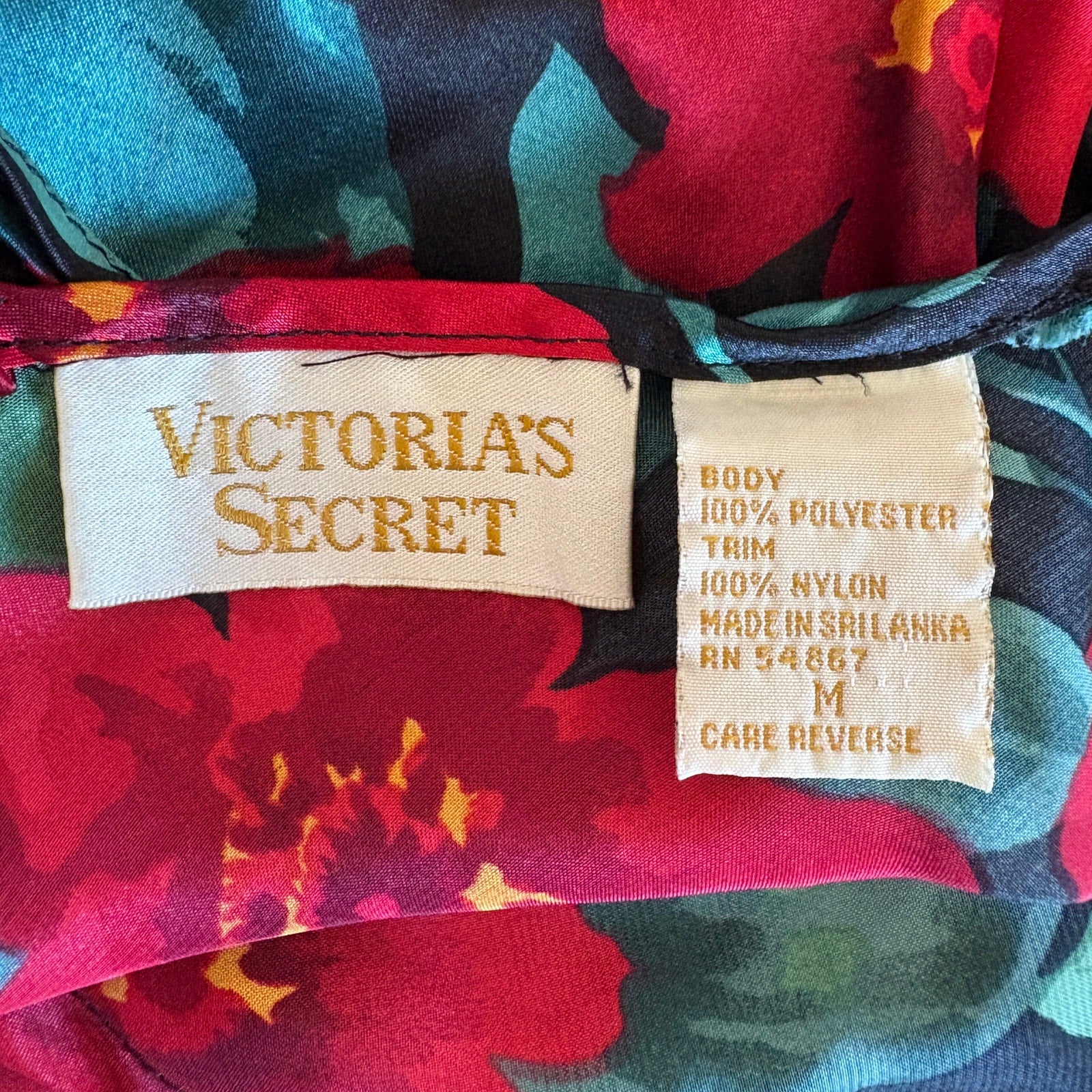 Vintage Victoria's Secret Red Floral Lace Trim Nightie - Women's Size M