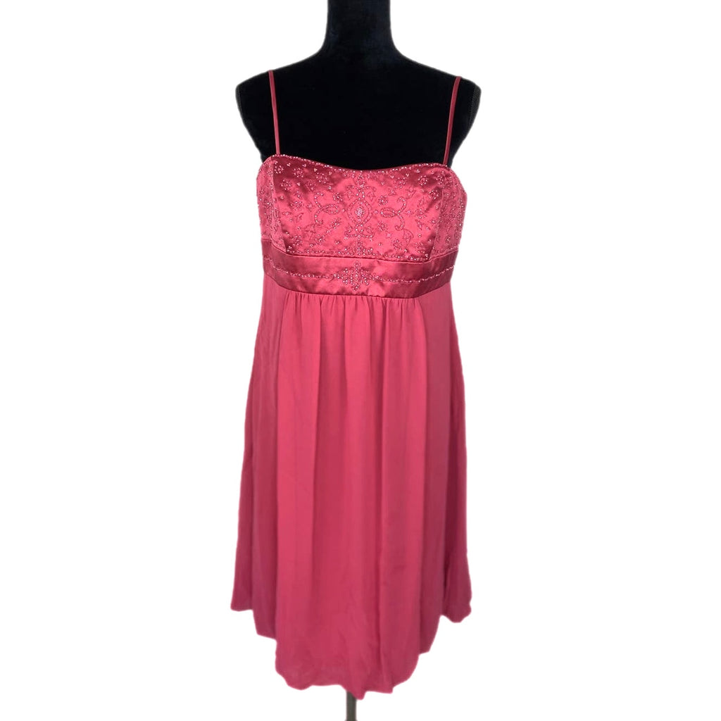 Pink Beaded Bodice Short Formal Prom Dress - Women's Size 12