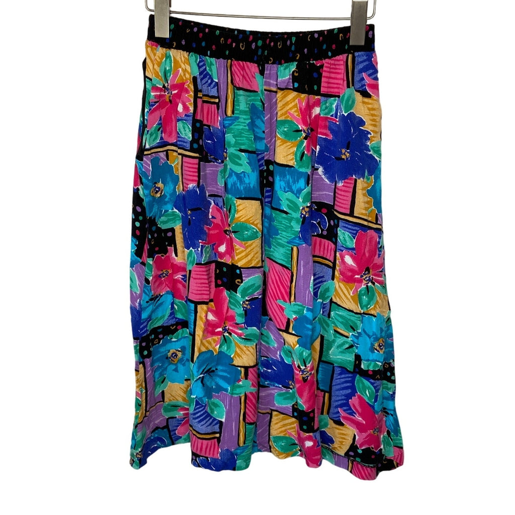 American Vintage Bright Floral Geo Print Midi Skirt - Women's Size M Petite