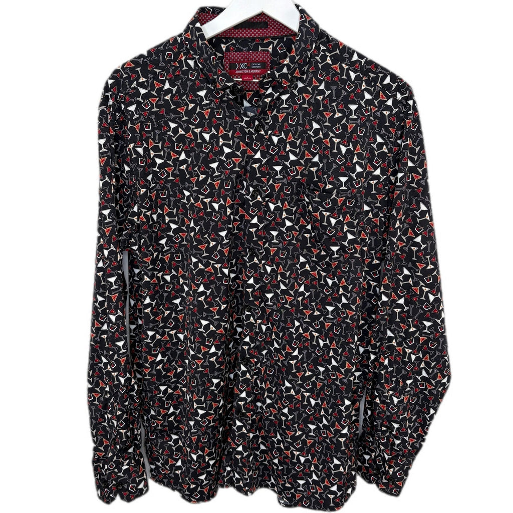 Johnston & Murphy Nylon Martini Long Sleeve Button Front Shirt - Men's Size L