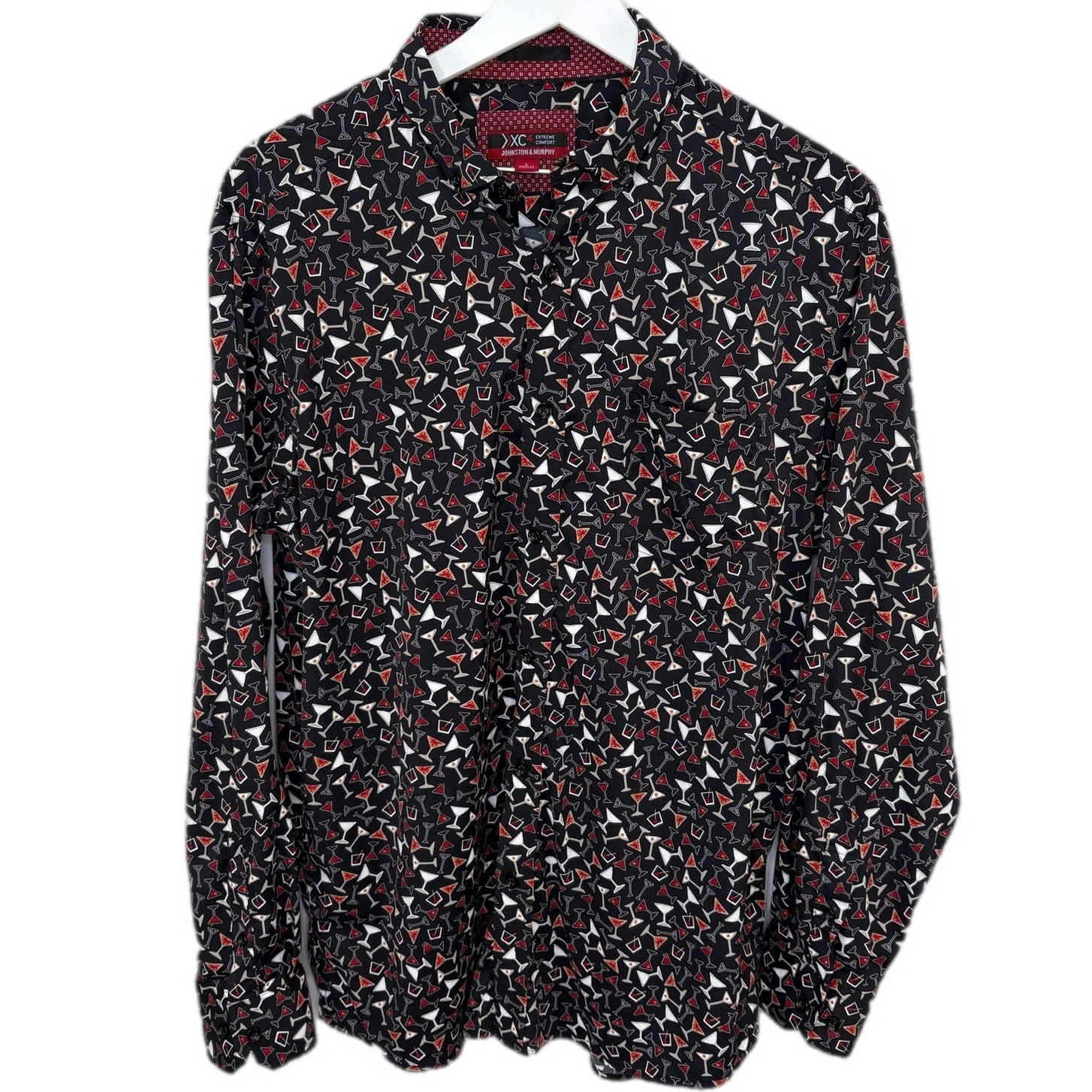 Johnston & Murphy Nylon Martini Long Sleeve Button Front Shirt - Men's Size L