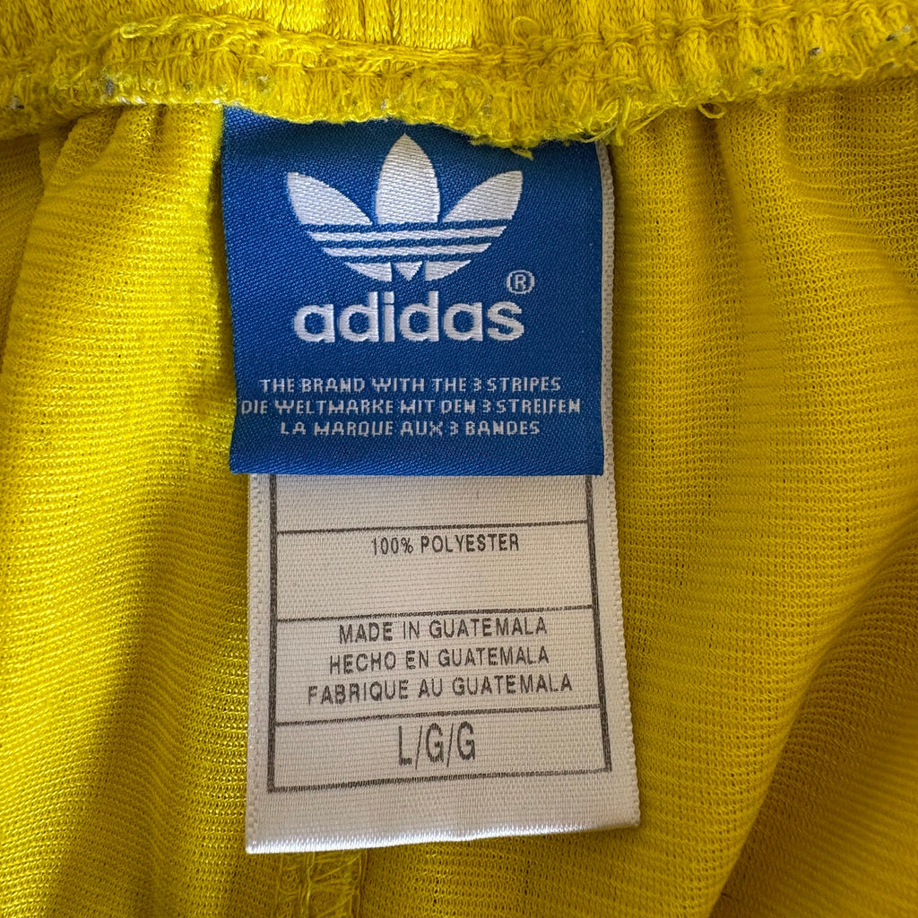 Adidas Yellow Blue Stripe Jersey Lined Basketball Shorts - Men's Size L