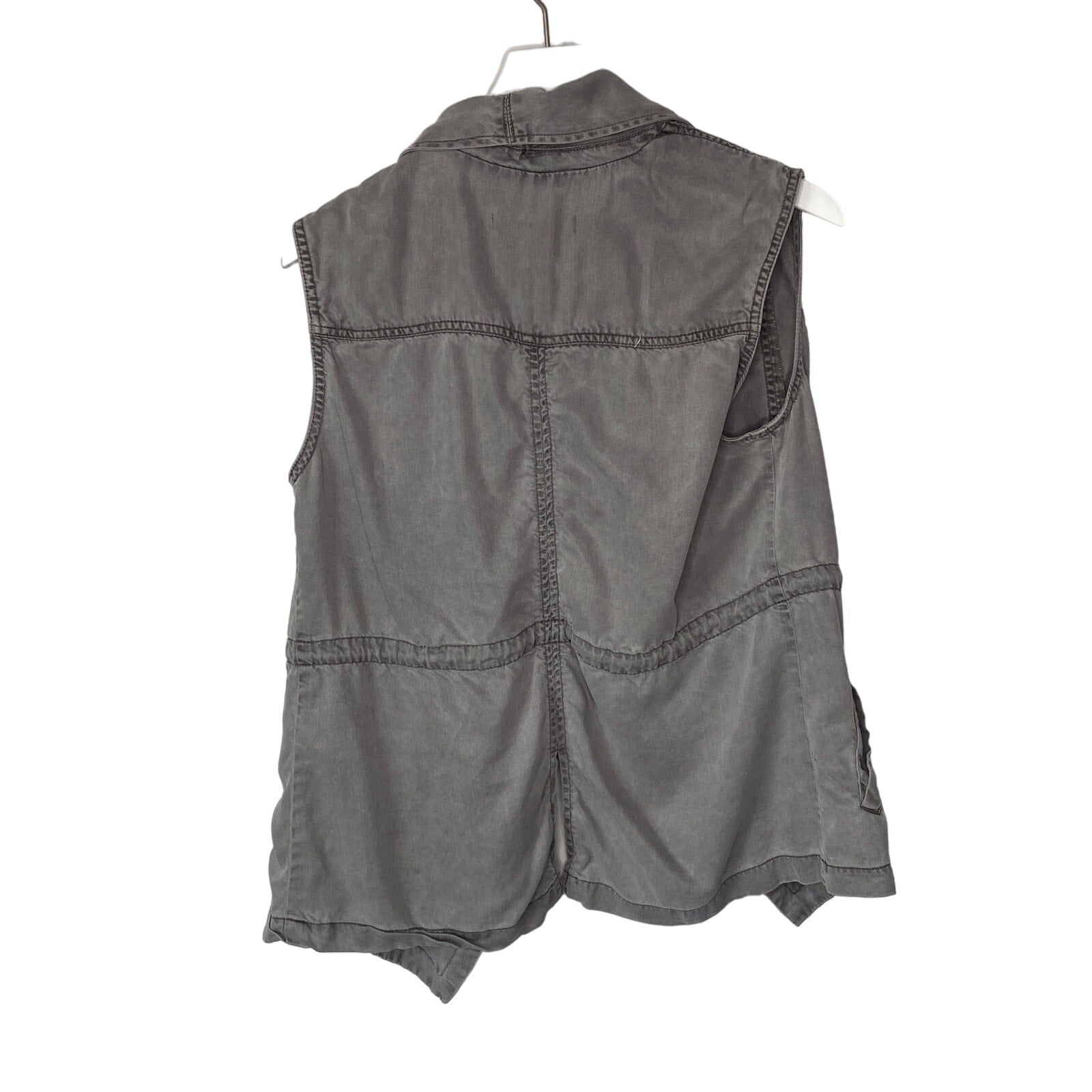 Max Jeans Gray Drape Front Cinch Waist Sleeveless Jacket Vest - Women's Medium