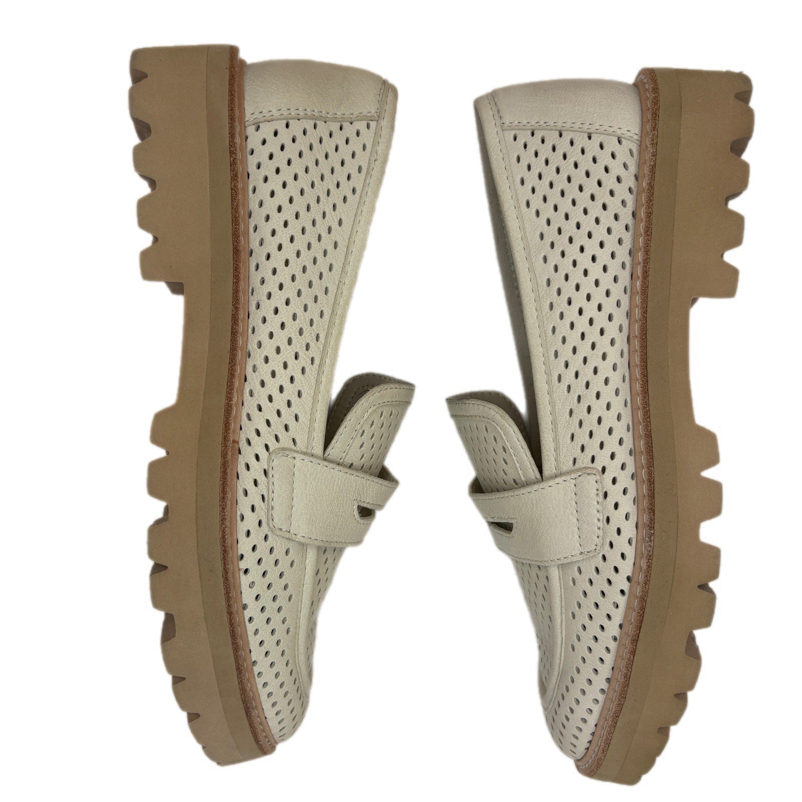 Dolce Vita Malila Perforated Chunky Loafers in Ivory - Women's Size 10