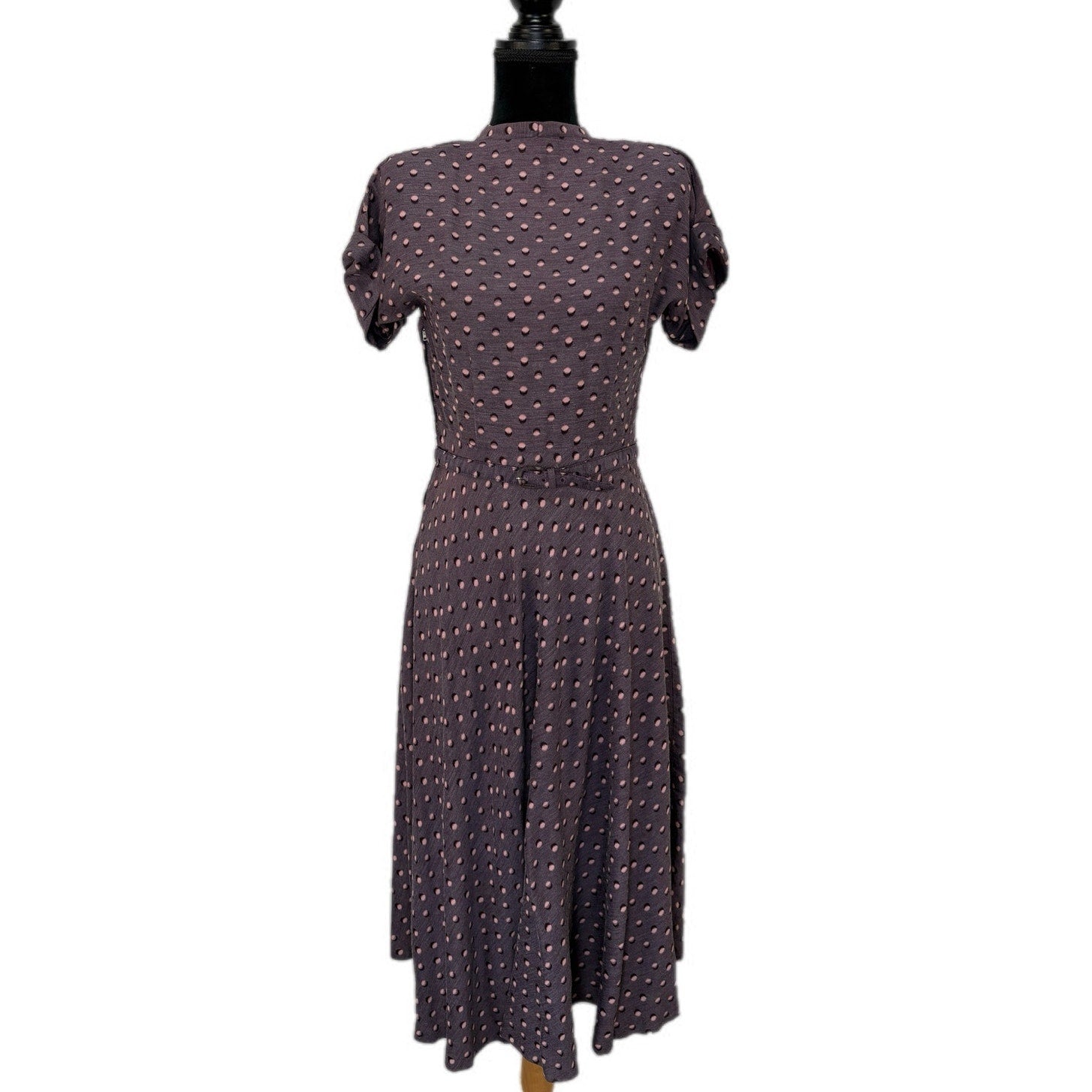 Vintage Retro Purple Distorted Dot Dress - Women's 8