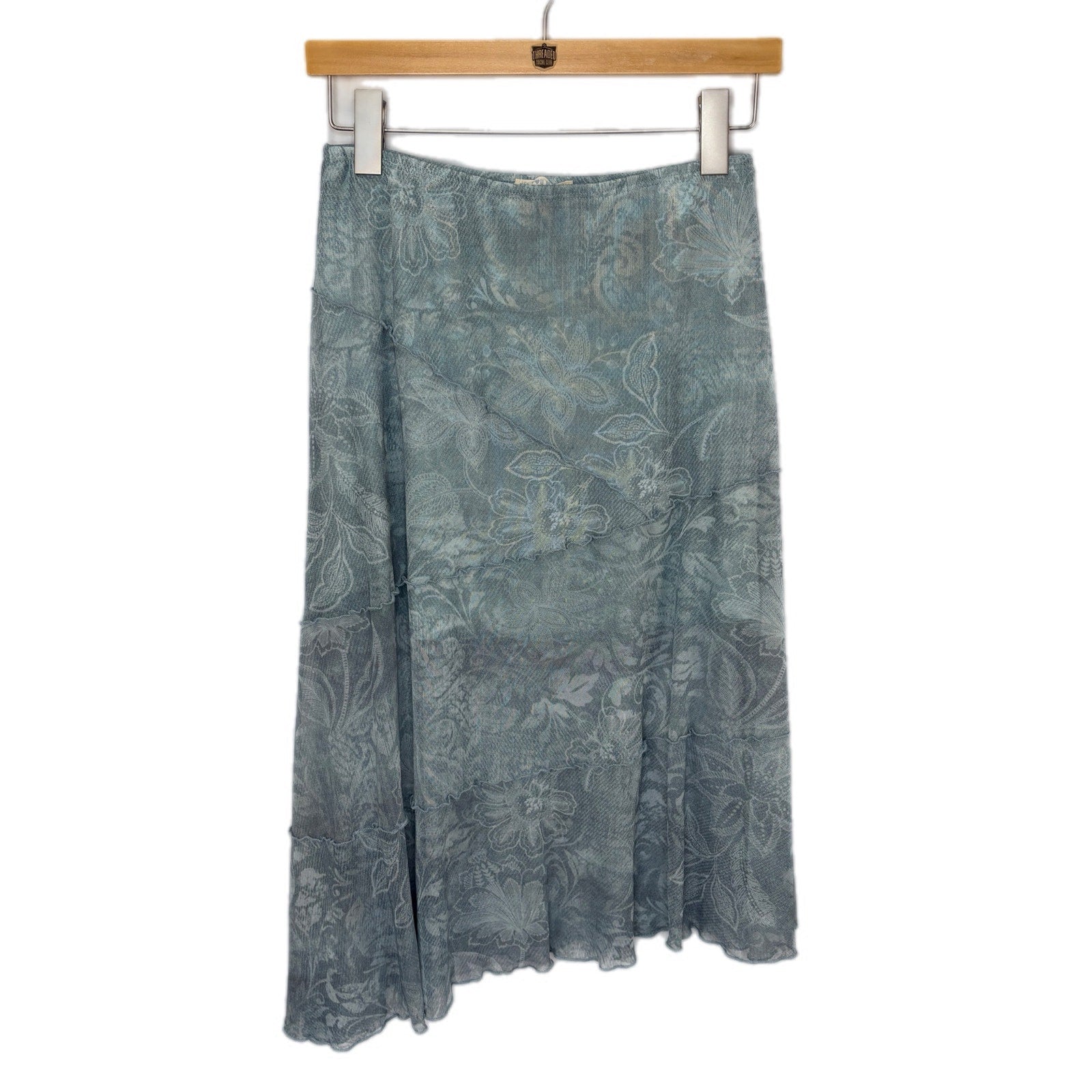 See You Monday Sheer Sea Green Floral Skirt - Women's Size M