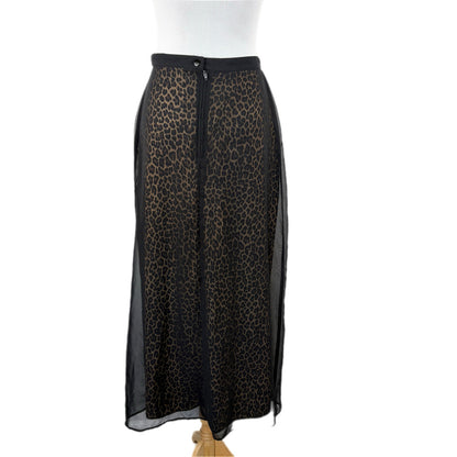 American Vintage Leopard Print Sheer Black Long Skirt - Women's Size 9