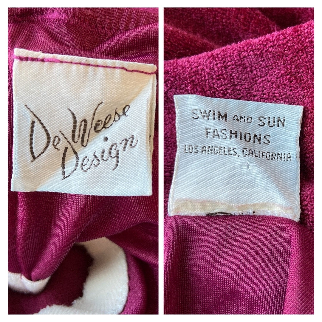 Vintage Burgundy Velour Jumpsuit - Women's Size Small