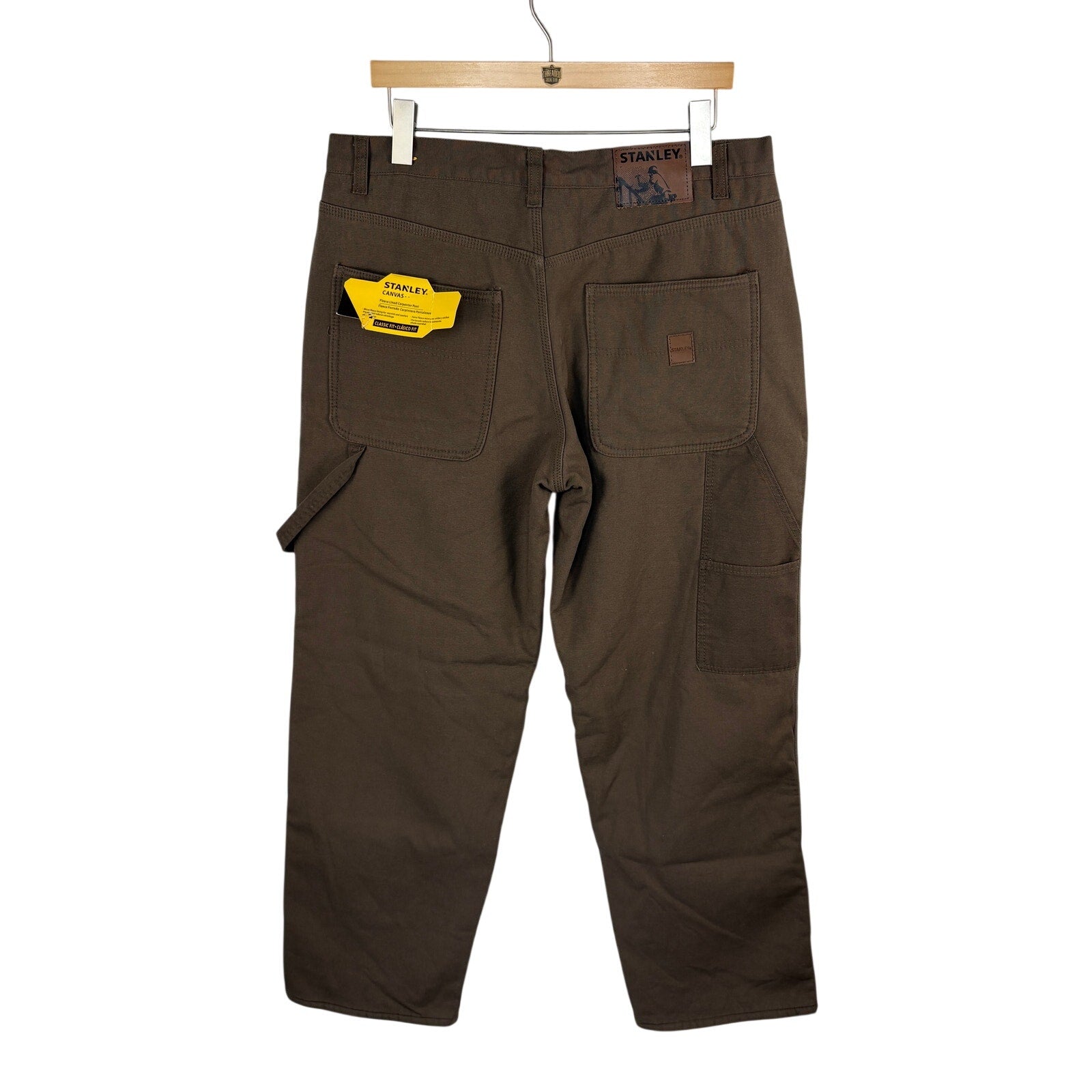 Stanley Fleece Lined Canvas Carpenter Pant in Coffee NWT - Men's Size 36x32